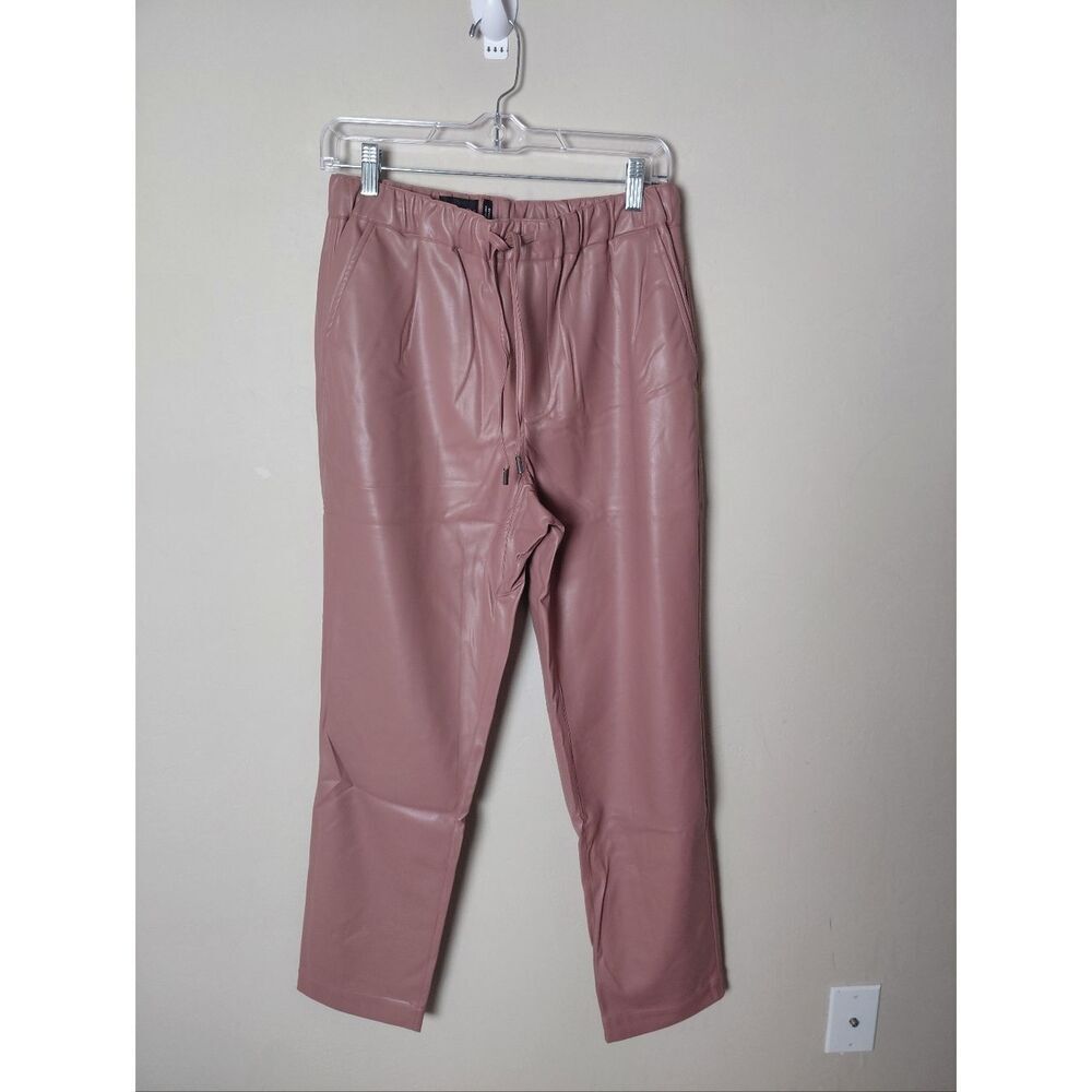 NWT WildFang Empower Vegan Leather Drawstring Pants Size MEDIUM Mauve Rose